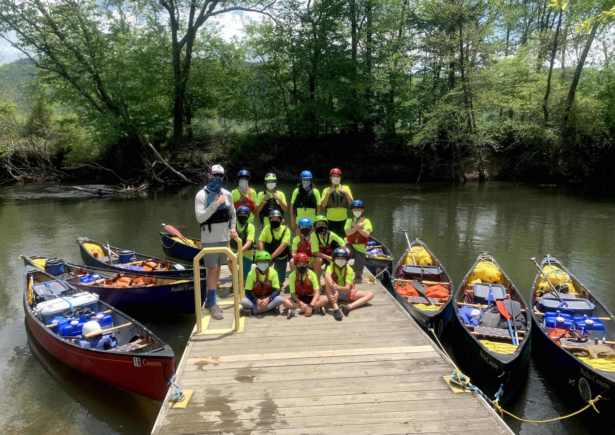 6th graders about to launch on their French Broad River headwaters self-support trip.