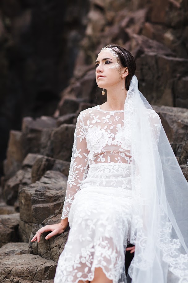 Photographer: Katie Dessin Photography Oregon coast dreamy mermaid bridal shoot