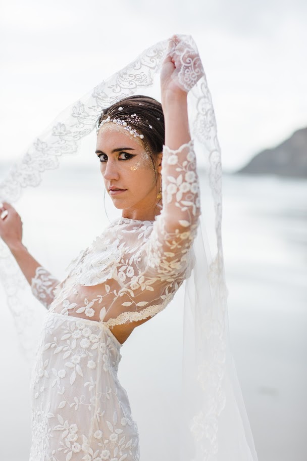 Photographer: Katie Dessin Photography Oregon coast dreamy mermaid bridal shoot