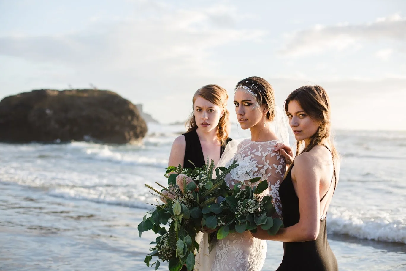 Photographer: Katie Dessin Photography Oregon coast dreamy mermaid bridal shoot