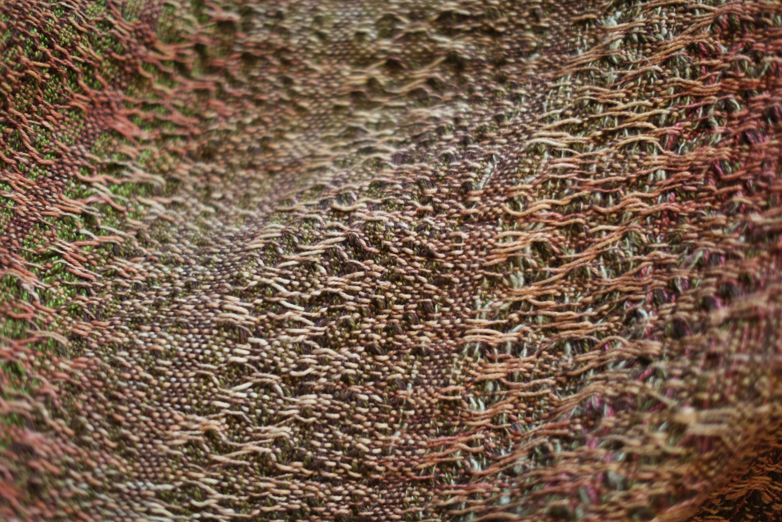 Dragon Well Spring , detail // Hand Dyed Linen // Experimental Honeycomb Weave
