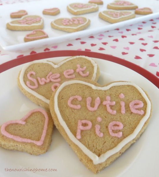 These gluten-free, grain-free and Dairy-Free Conversation Heart Cookies are a Tasty and healthy way to say Happy Valentine's Day!