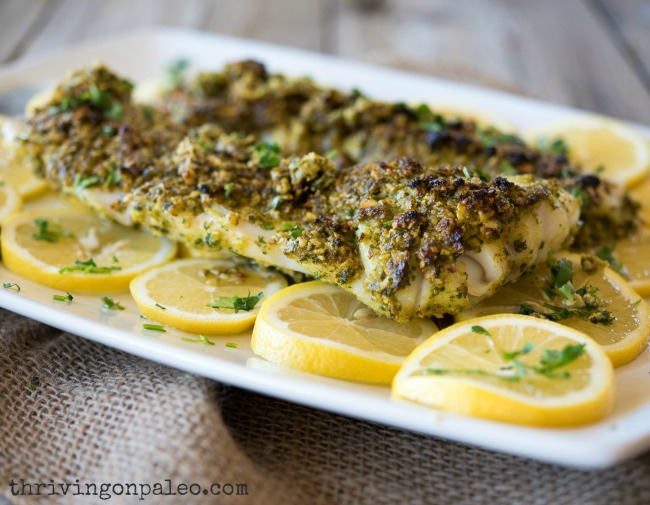featured recipe: No need to fear fish. This baked Cod with parsley almond pesto proves that fish can be absolutely delicious and super simple!