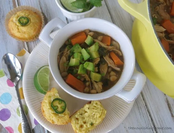 This One-Pot Roasted Chicken Chili is so easy and delicious! It's the perfect winter comfort food and is chock-full of healthy whole food ingredients!