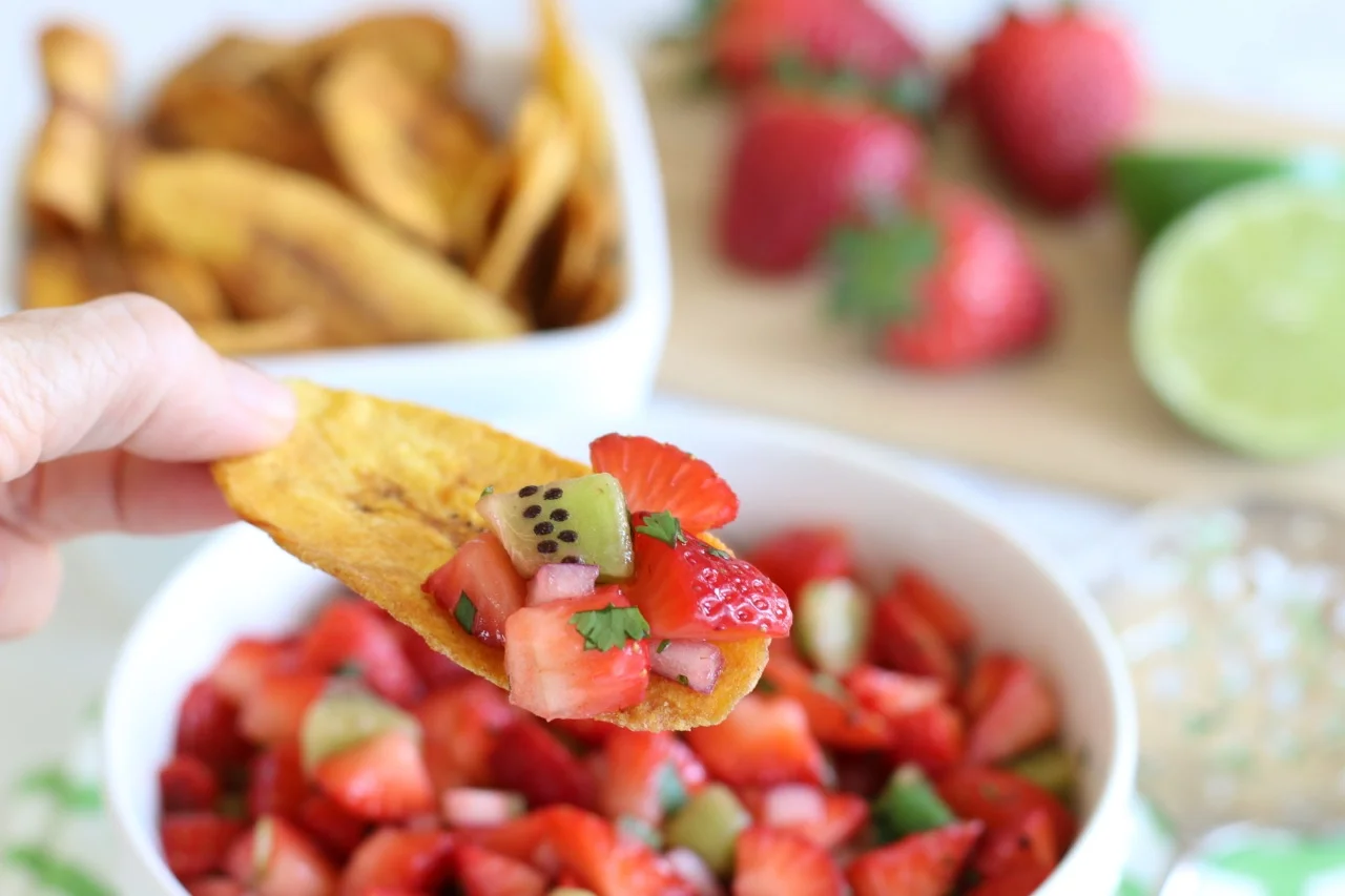 There are so many tasty and healthy ways to celebrate summer with fresh seasonal berries like this scrumptious Strawberry Salsa ! It's perfect on it's own and also makes a great topping for grilled fish or chicken.