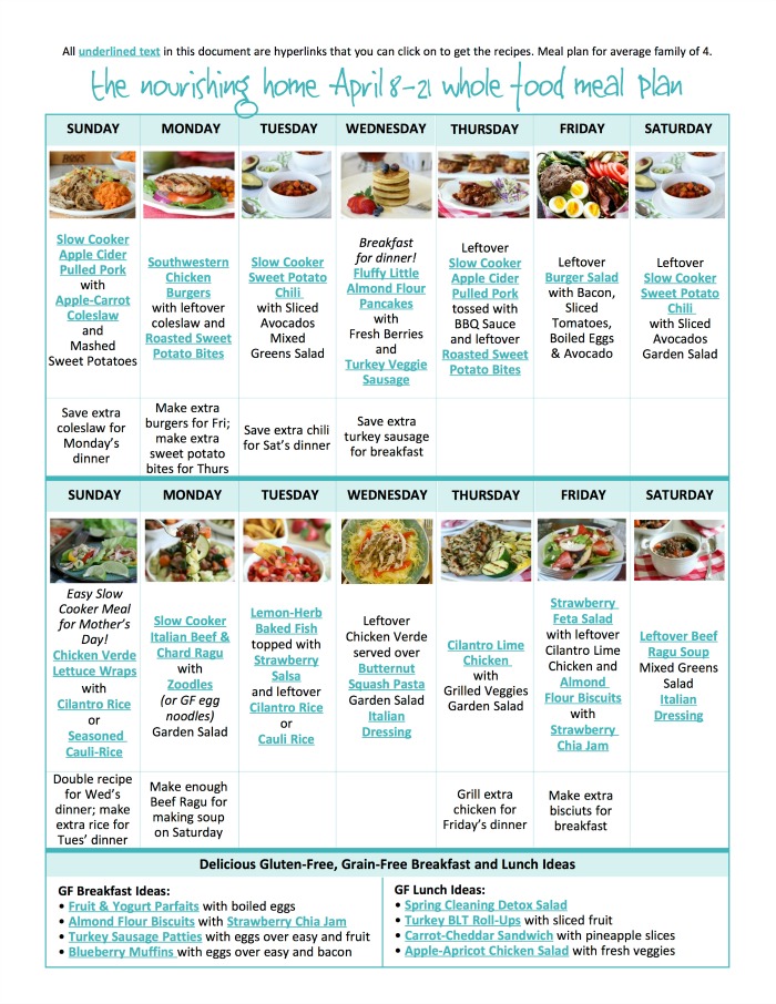 Bi-Weekly Whole Food Meal Plan for April 8–21 — The Better Mom