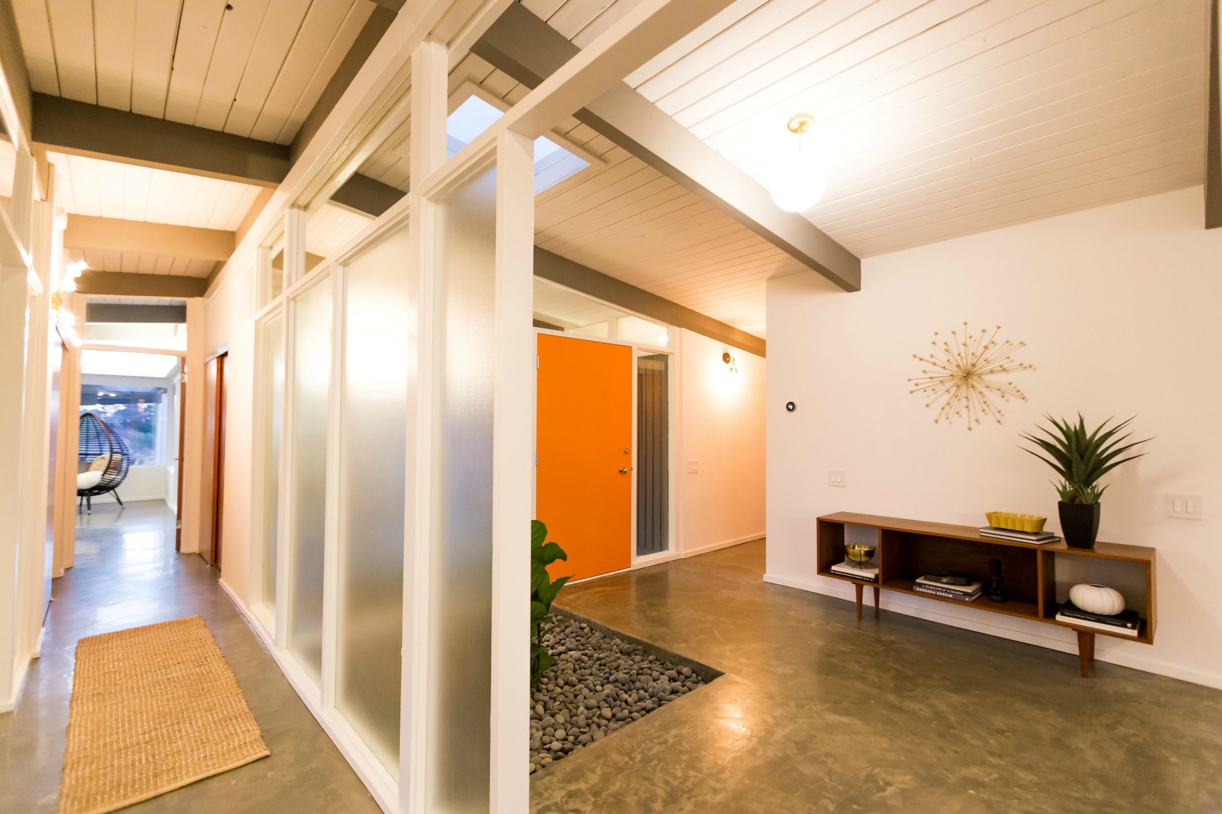 Glass walls create the sense of privacy without any loss of light.