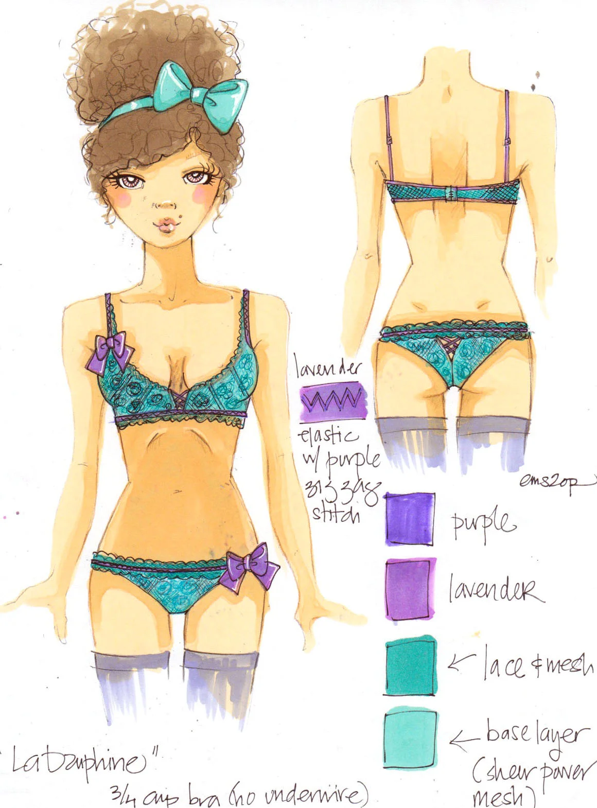Lingerie/Burlesque Concept Sketch - Leg Avenue
