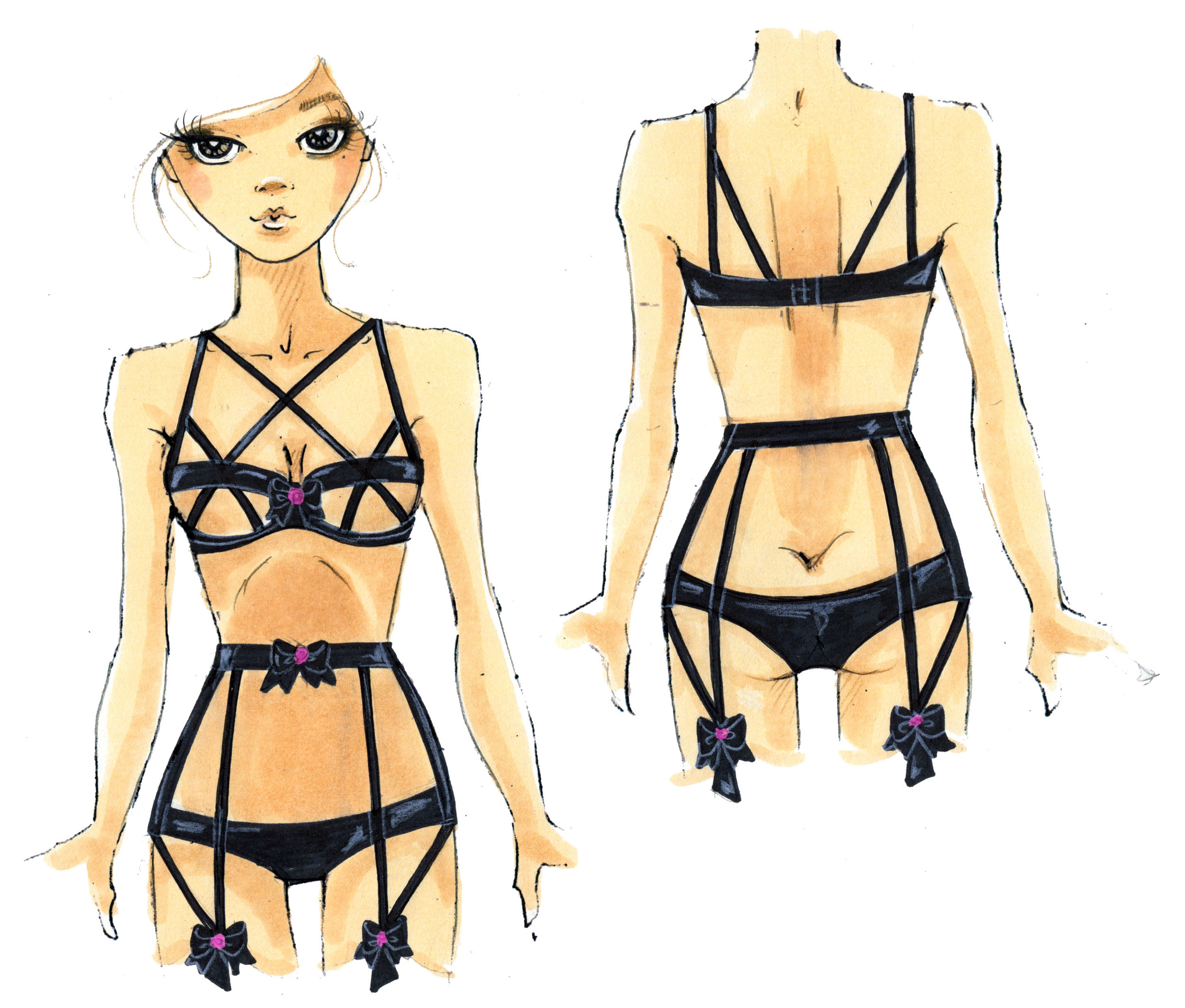 Lingerie/Burlesque Concept Sketch - Leg Avenue