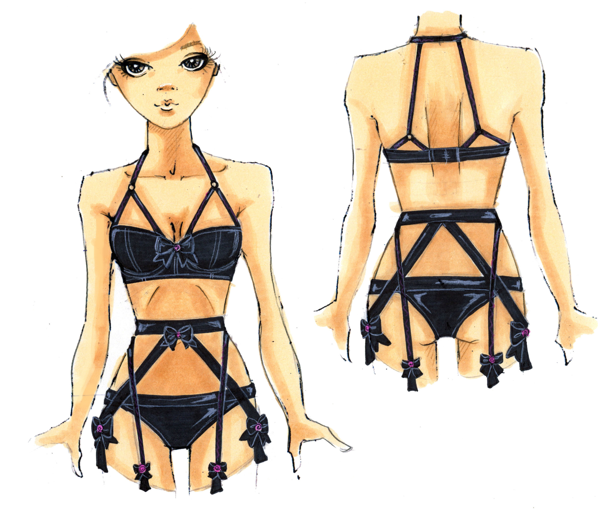 Lingerie/Burlesque Concept Sketch - Leg Avenue