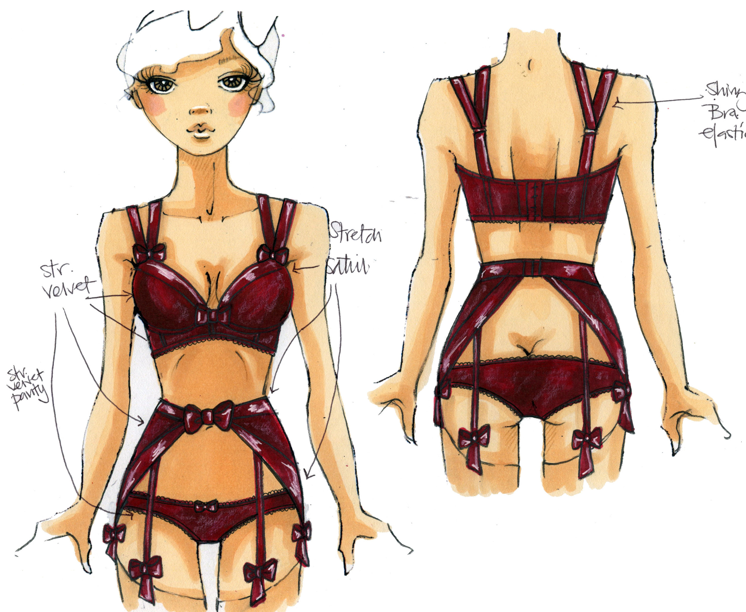 Lingerie/Burlesque Concept Sketch - Leg Avenue