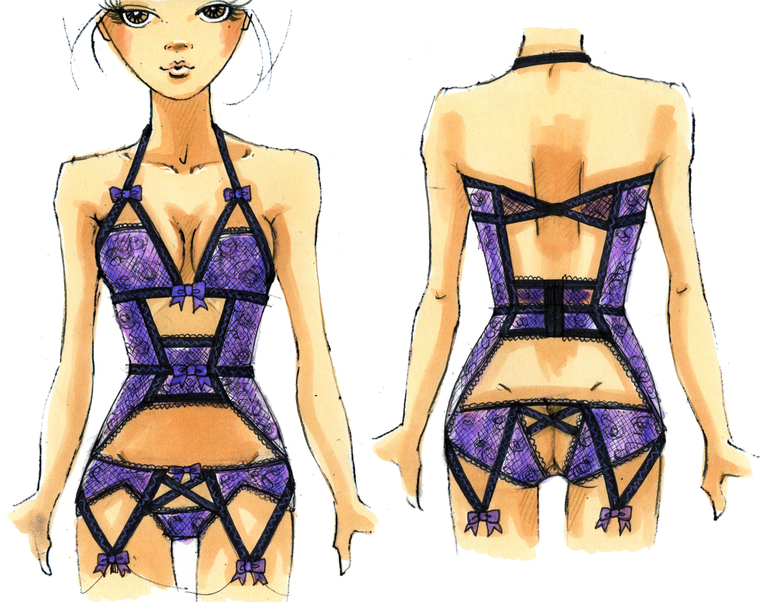 Lingerie/Burlesque Concept Sketch - Leg Avenue