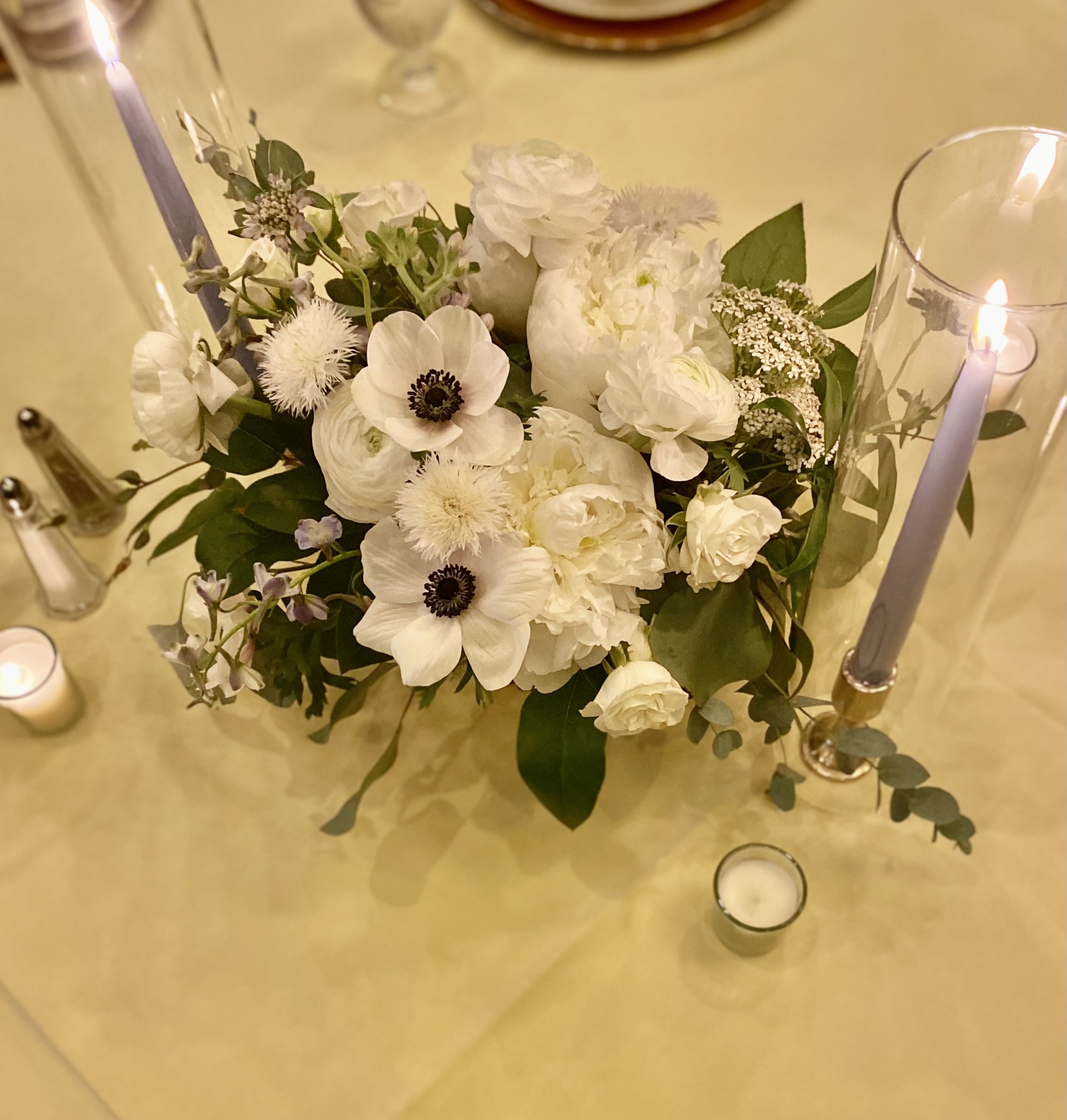 Gold Candlesticks + Glass Chimney Shades