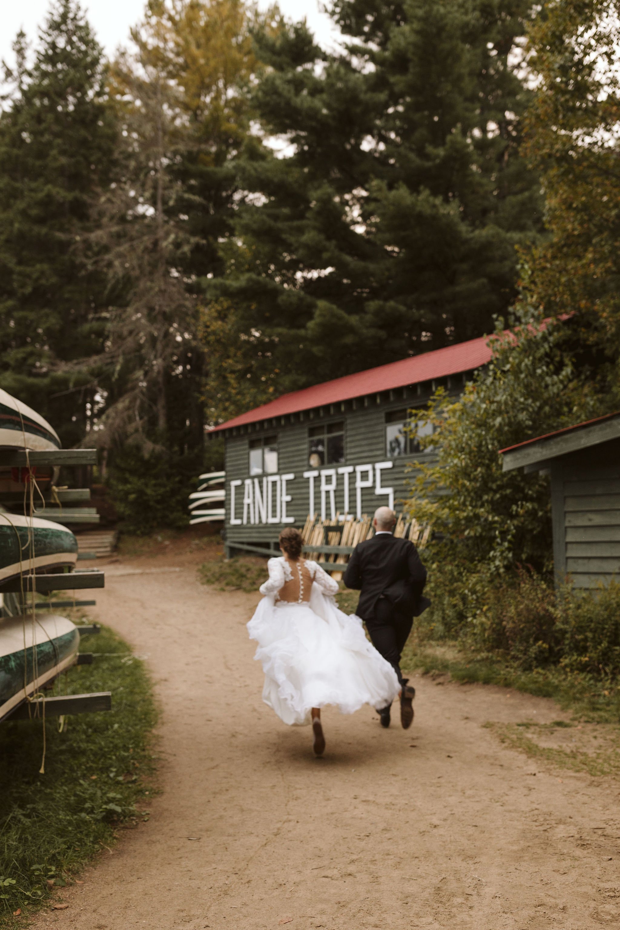 linyage custom bridal separates at a summer camp wedding
