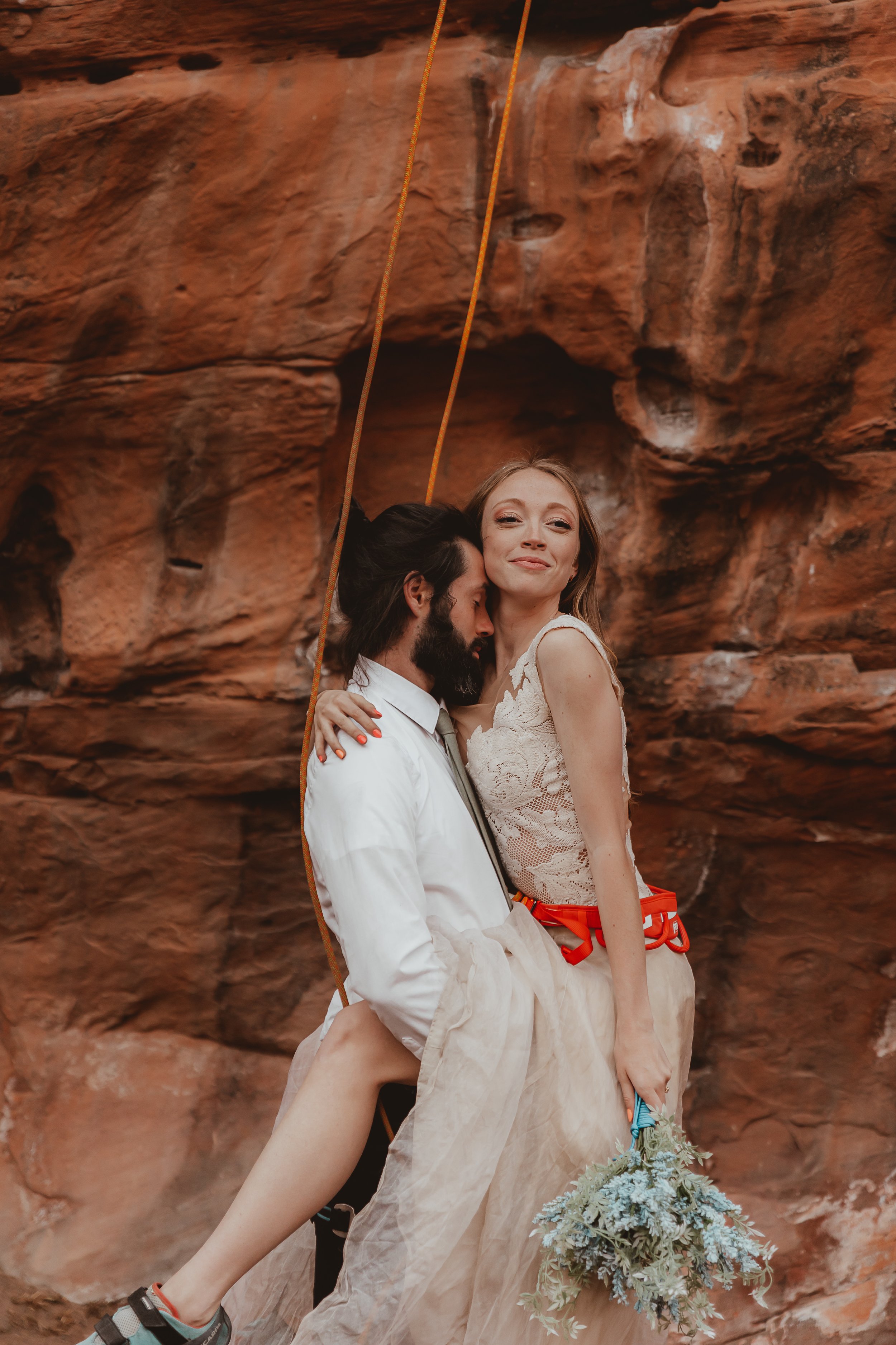 Rock Climbing Elopement Wedding Dress