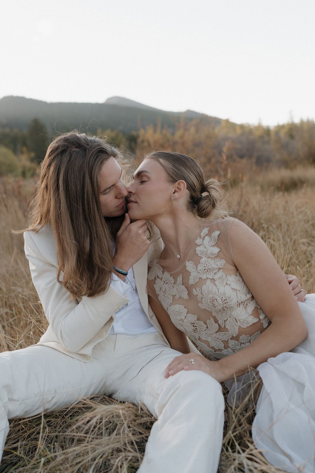 Estes Park Colorado Elopement in Linyage Elopement Wedding Dress