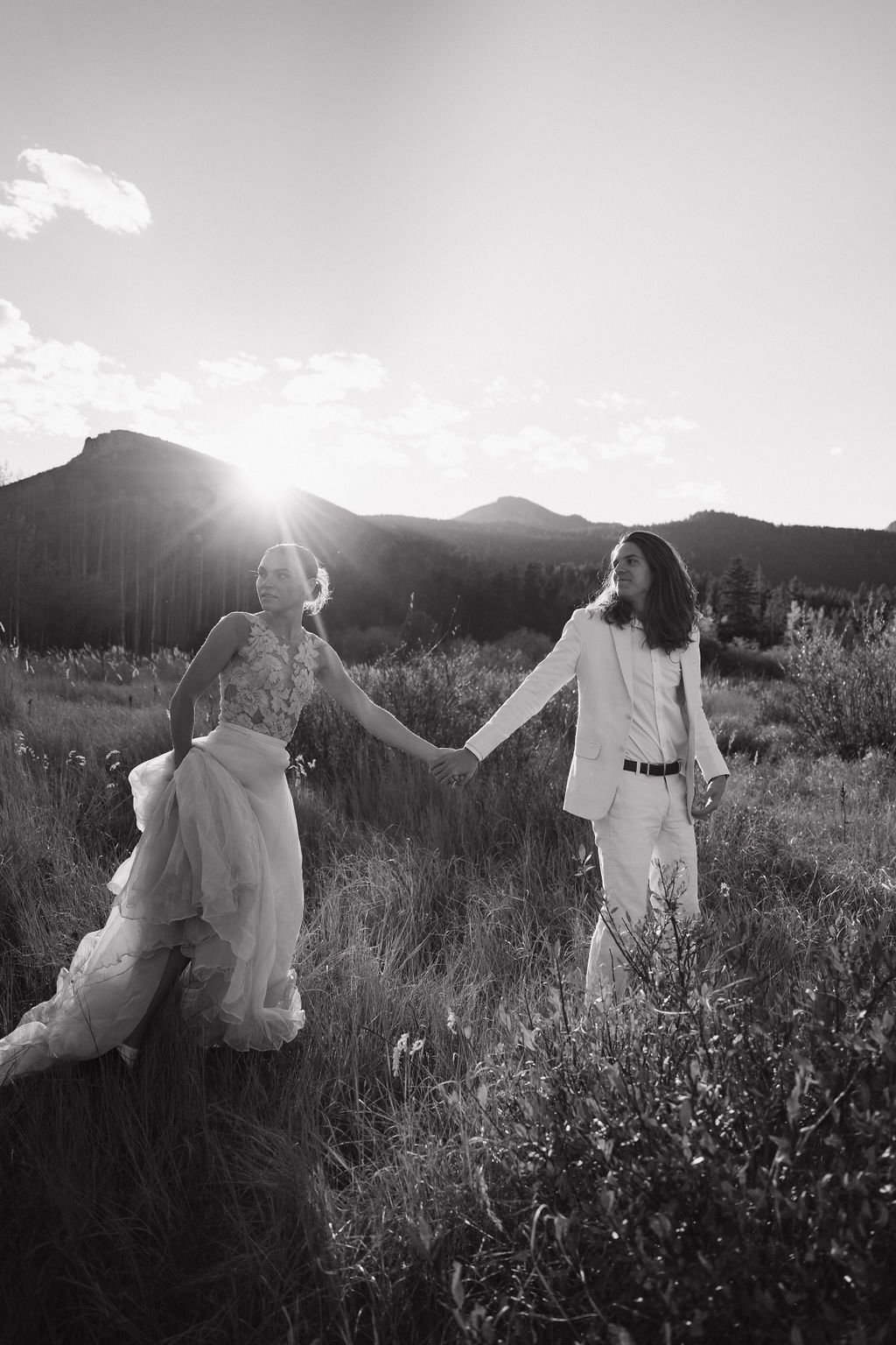 Estes Park Colorado Elopement in Linyage Elopement Wedding Dress