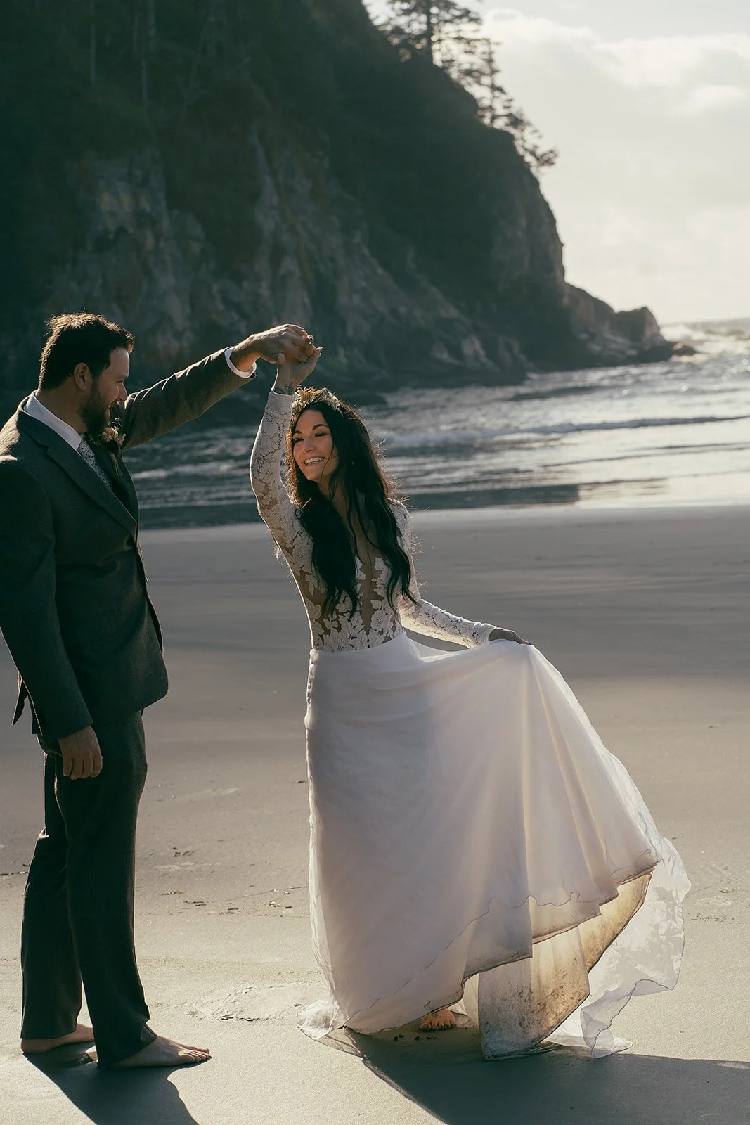 Oregon Beach Elopement Dress by Linyage