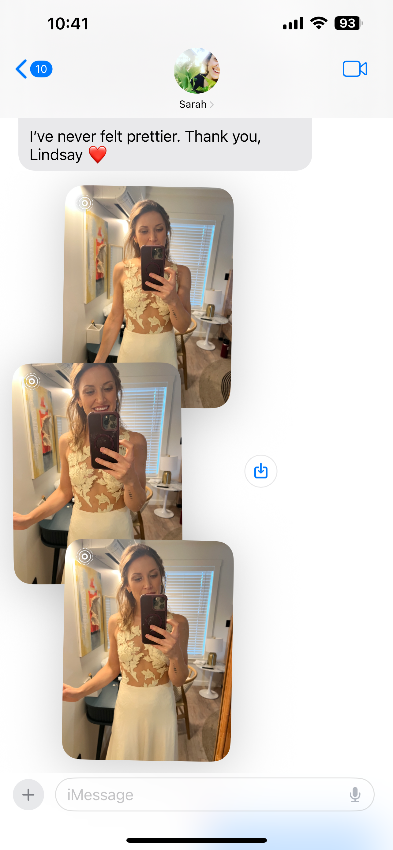  Close-up of a Linyage bride wearing lace bridal top and silk skirt, worn for a San Francisco elopement. 