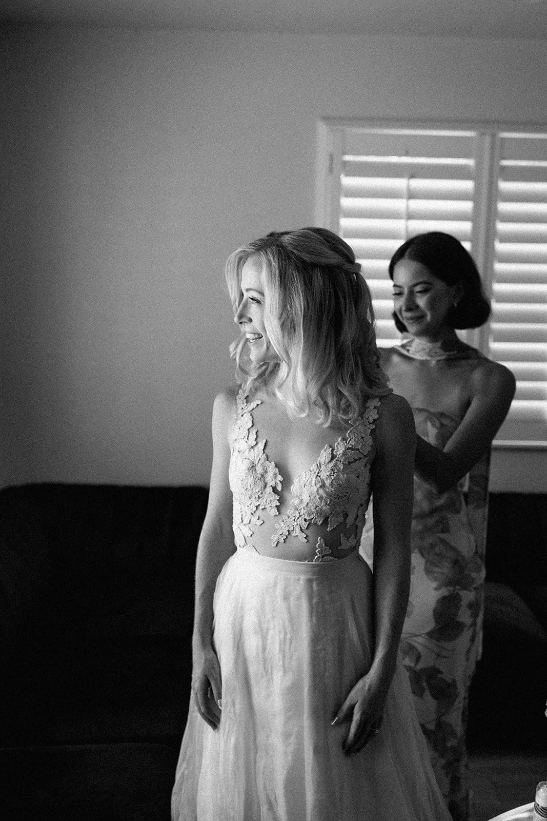 Intimate outdoor Indiana wedding with bride in Linyage soft, boho bridal separates