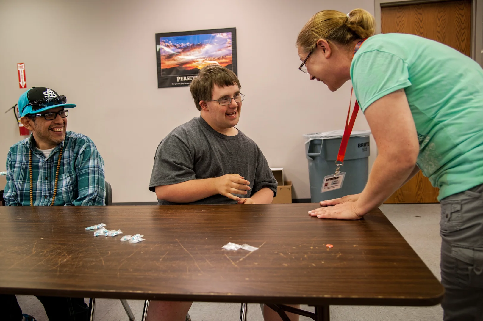  These services allow Sean and other adults with developmental disabilites gain job skills and earn wages while preforming needed tasks.&nbsp; 