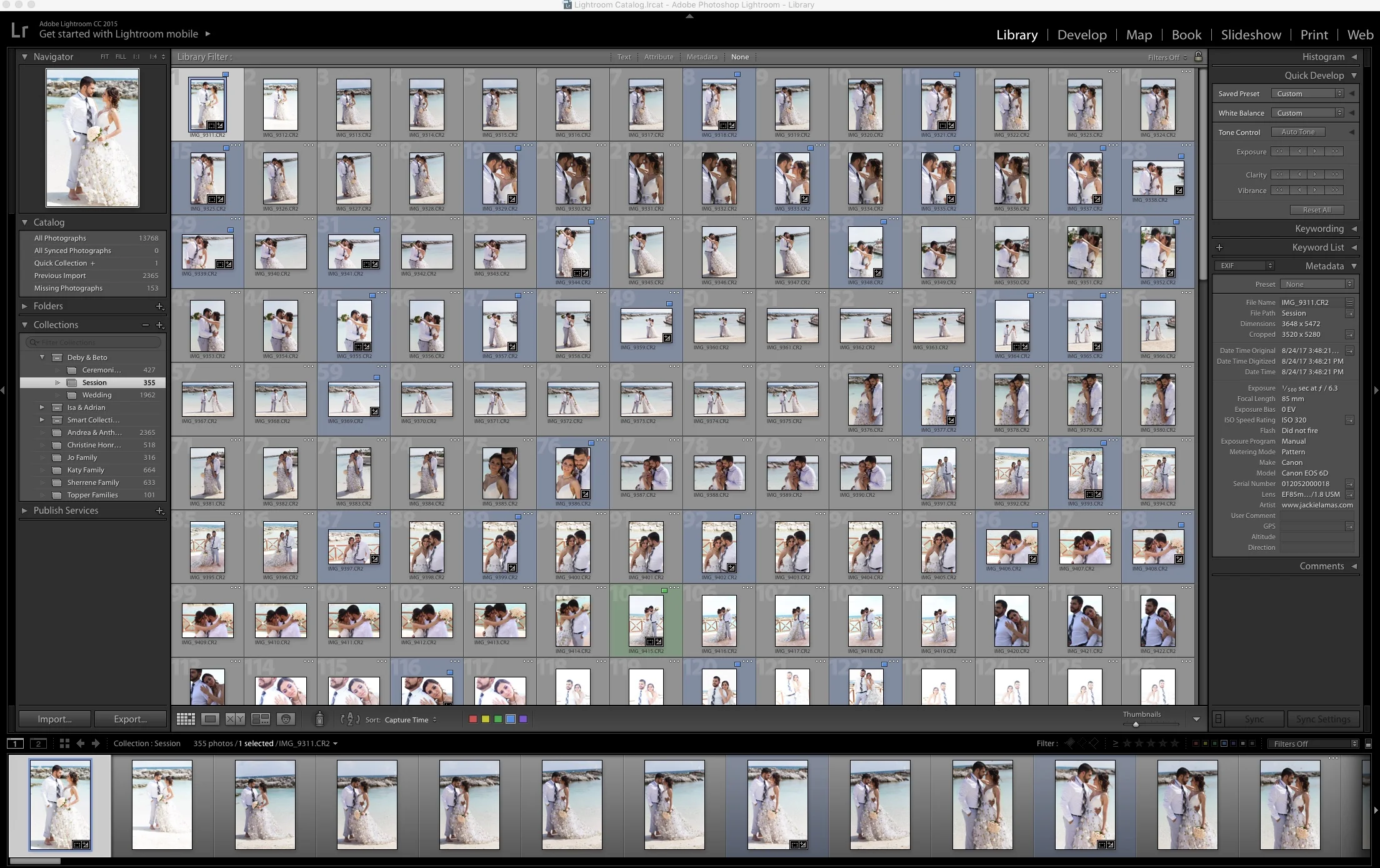 You can see how many of each pose I shoot before changing it up or moving on. I’m super selective and therefore I take my time focusing, choosing my settings, and making sure I can get the shot. I also allow for natural posing after I get my sure shots.