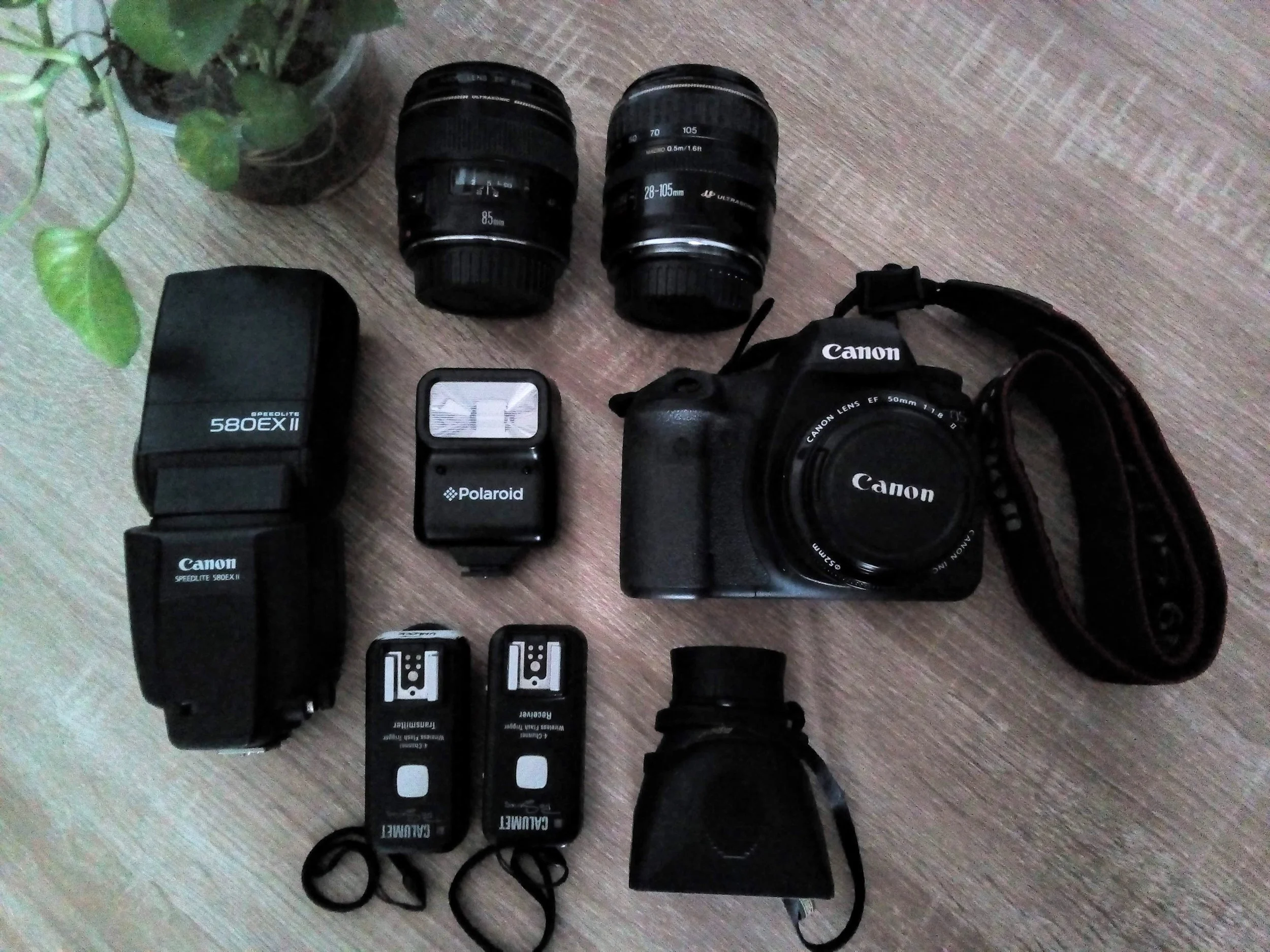 Taken with my cellphone but this is it, my gear. On camera is my 50mm.