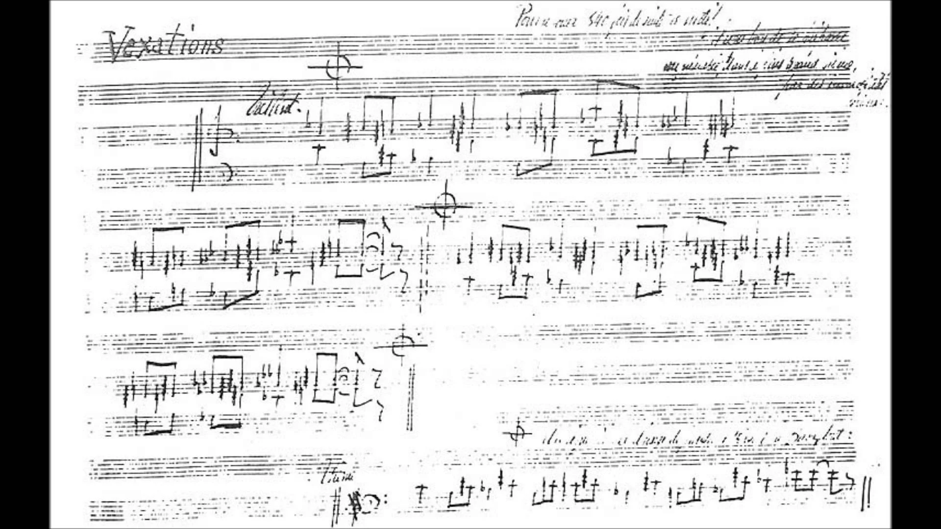 Saties' score for VEXATIONS (1893)