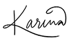 black cursive signature of Karina's first name