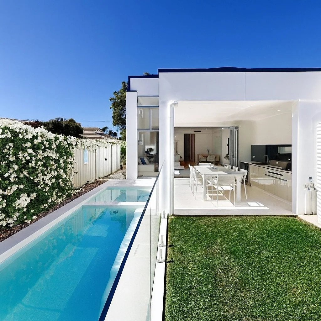 Pure. Bright and Timeless.
Our white pool and spa design brings a serene, resort-style vibe right to this backyard. 
Minimalist lines + a crisp color palette = modern elegance that speaks for itself.
#WhitePoolDesign #LuxuryPoolBuilder #SpaGoals #Ba