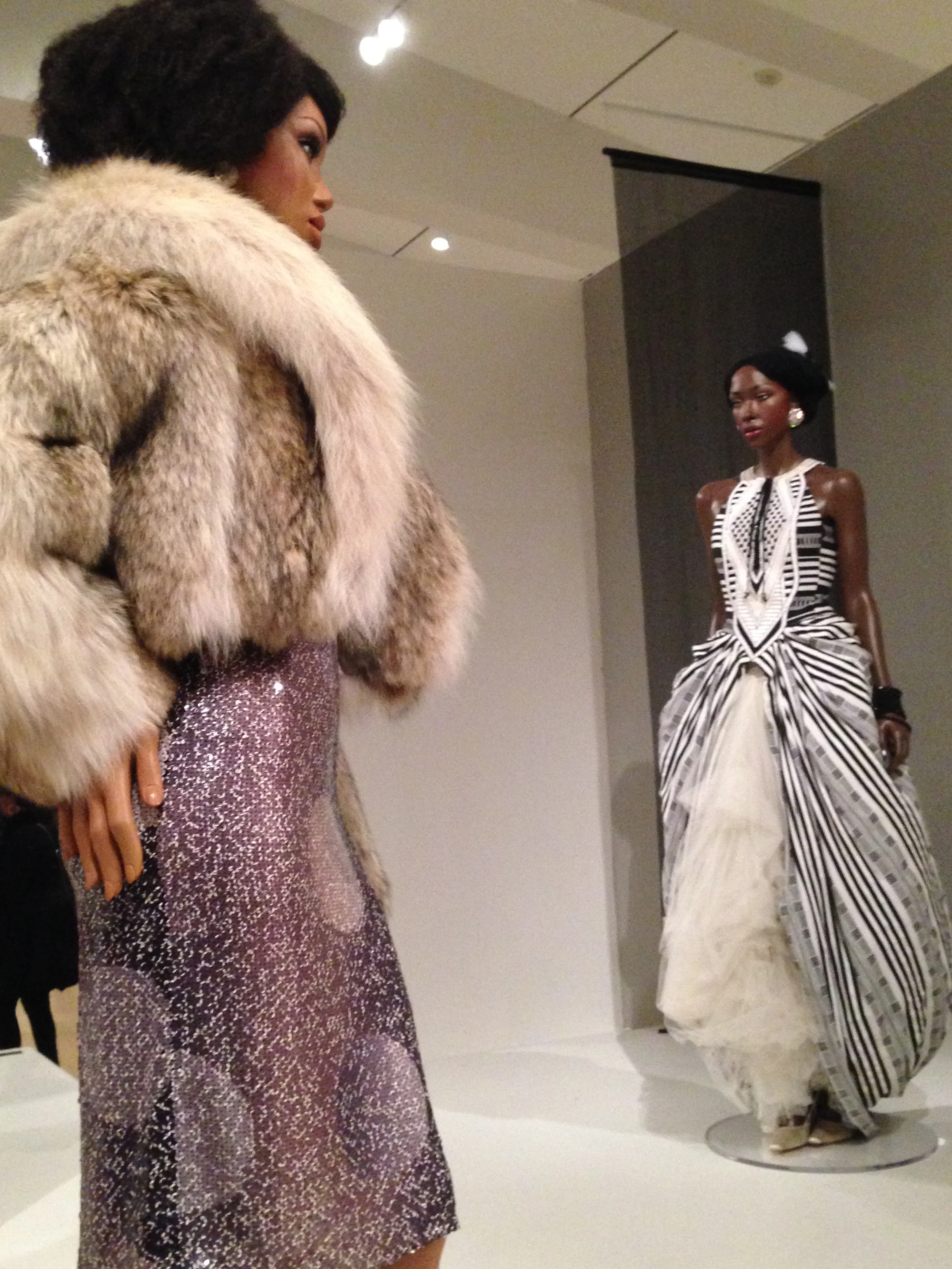 love both of these! the fur on the left, and the tribal print on the one on the right is so unique!