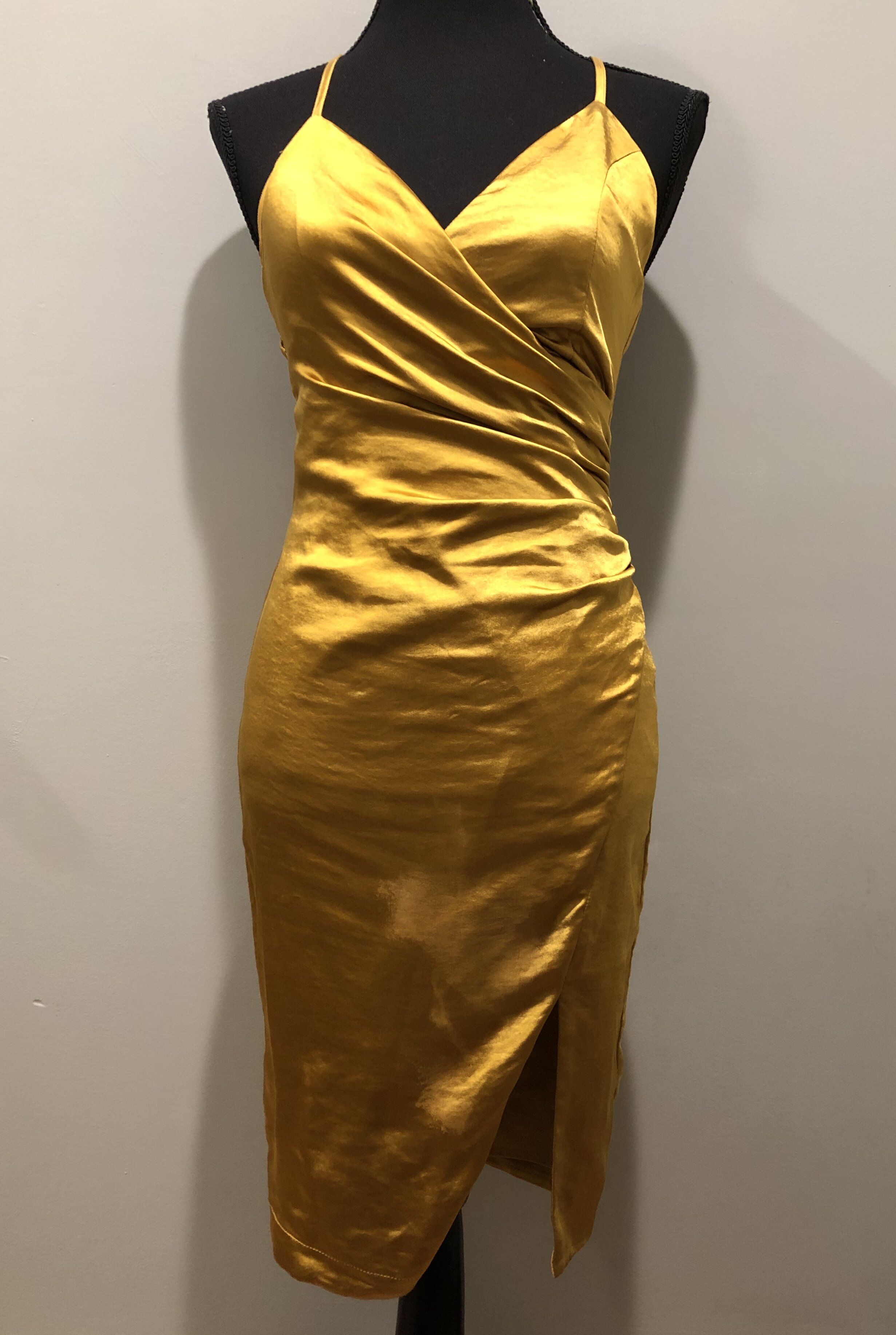 yellow gold satin dress