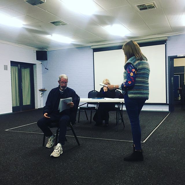 Veteran Niall and newbie Joan auditioning tonight. So many faces , new and experiences :) thanks for coming out tonight for One Act Auditions folks 🎭