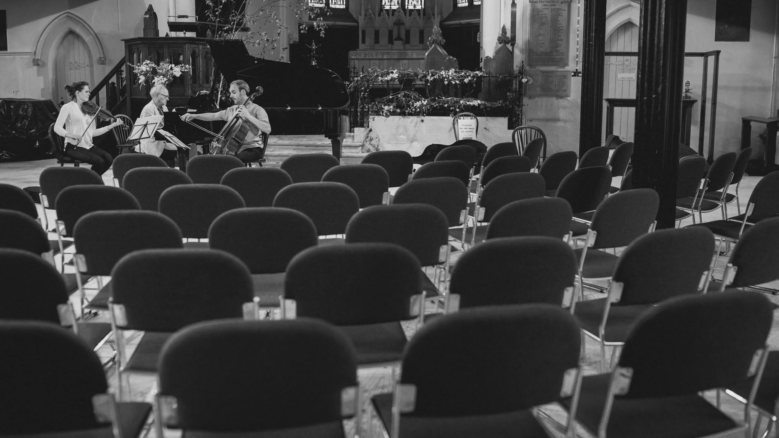 Beatrice Philips, Bengt Forsberg and Pierre Doumenge rehearsing Haydn Piano Trio No. 36 in E-Flat Major.