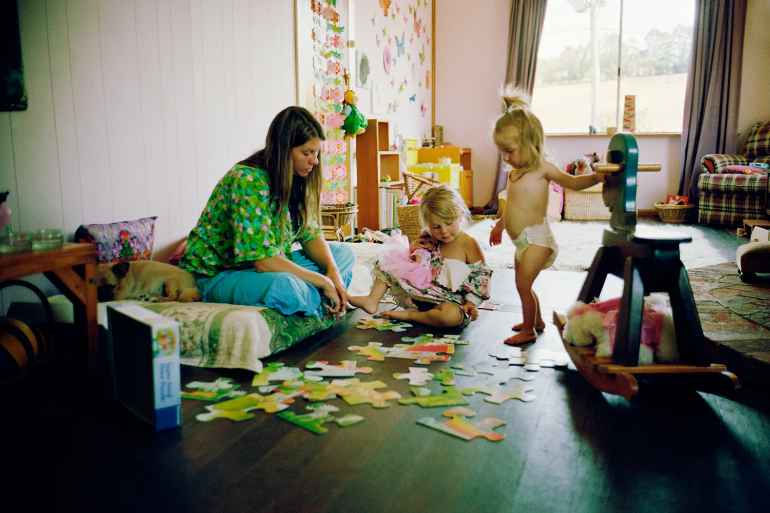 "The relationship between parent and child that is established in toddlerhood can be grown and developed as the child ages. School can disrupt that and the relationships between siblings. By choosing to home educate we can maintain the strength of those relationships." Gem, Willow and Autumn Shayler-Appleton at home. Kimberley, Tasmania.
