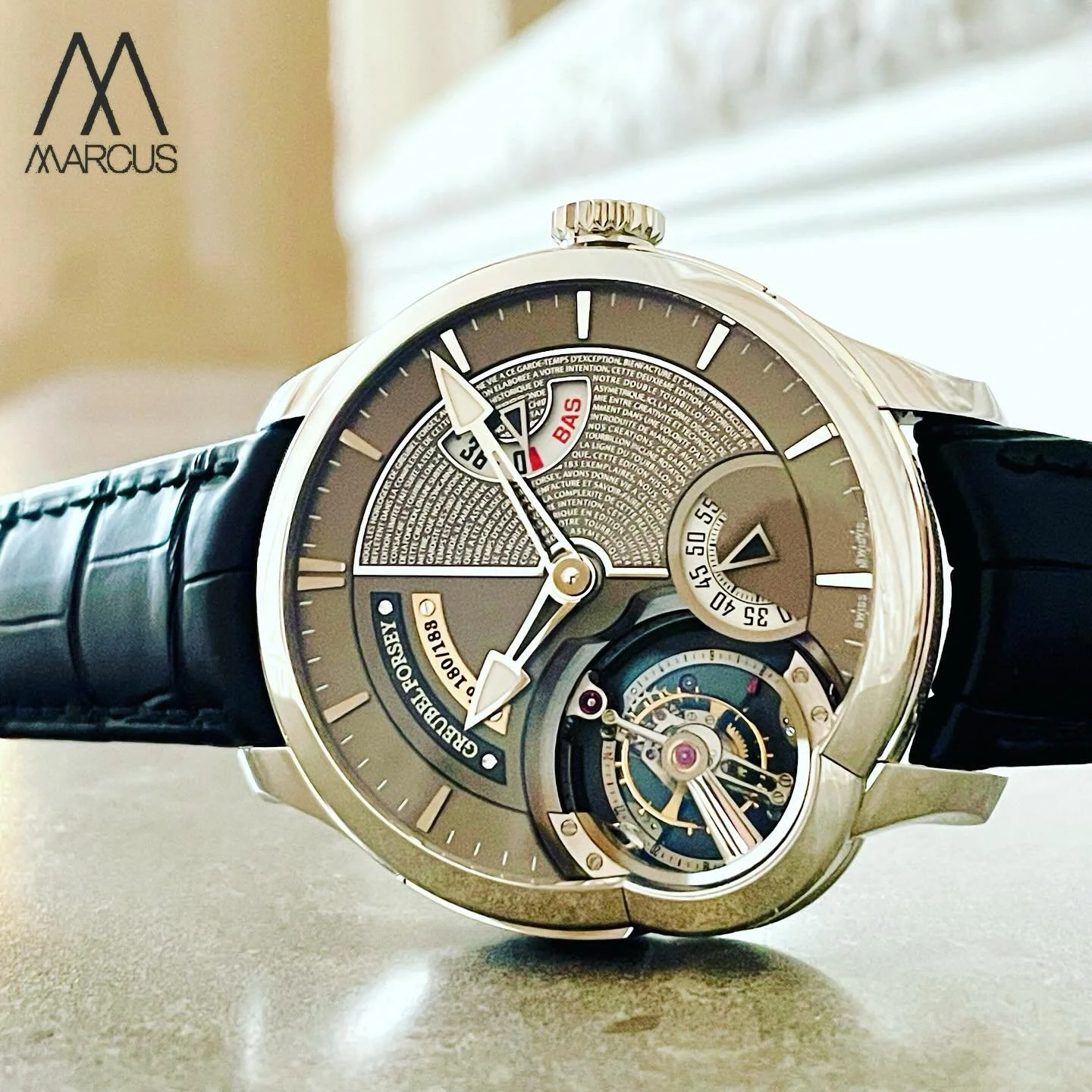 Unconventionality and adventure drive us forward. 🩶

#greubelforsey 
#tourbillon 
#wotd 
#assymetrical 
#watchgeek 
#unconventional 
#luxurylifestyle