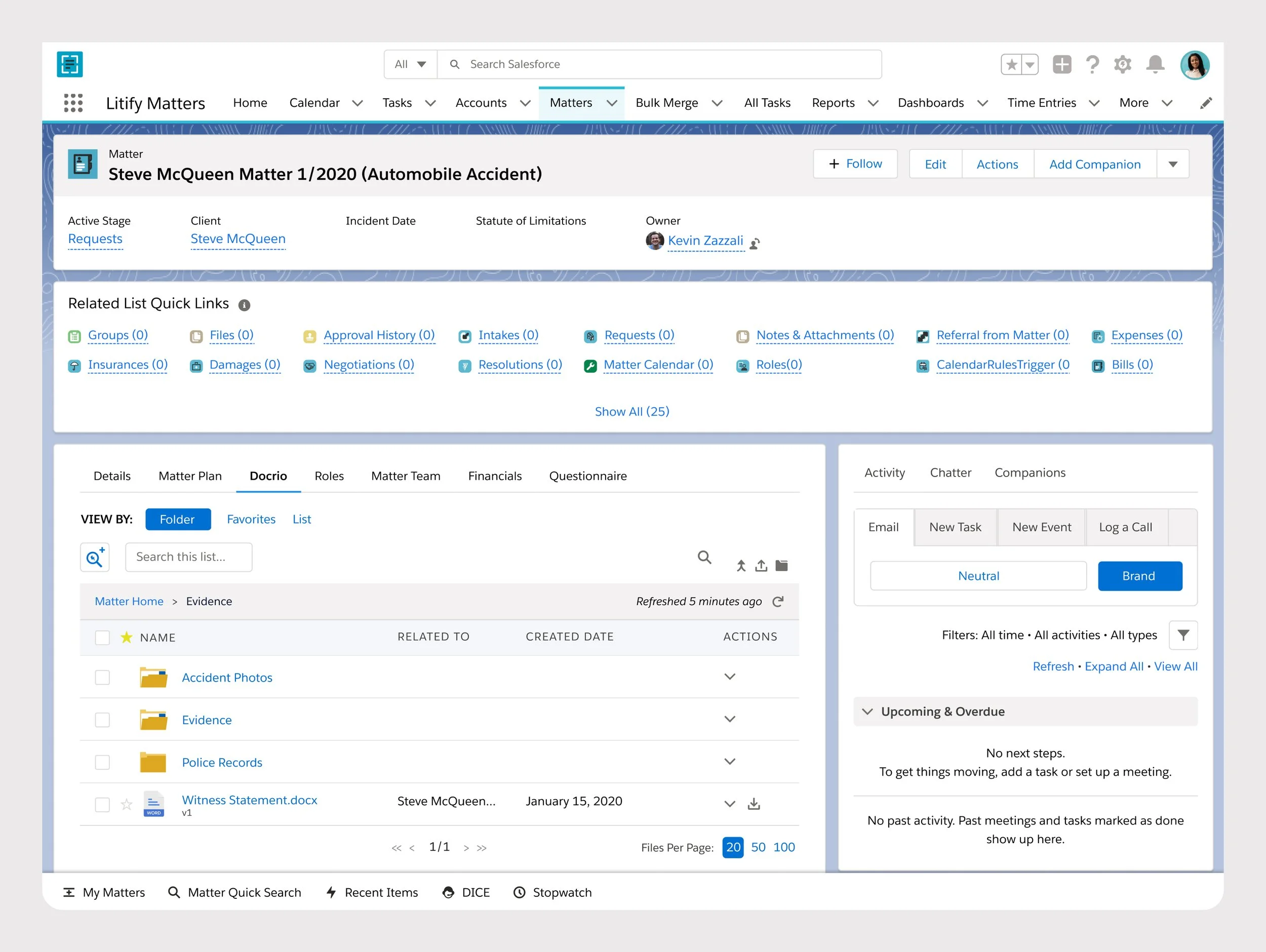 Docrio is a the document management system (DMS) and document generation system for Litify. We created the first DMS to build using Salesforce's design system. Our competitors integrated with Salesforce as an afterthought, and we flipped that paradig
