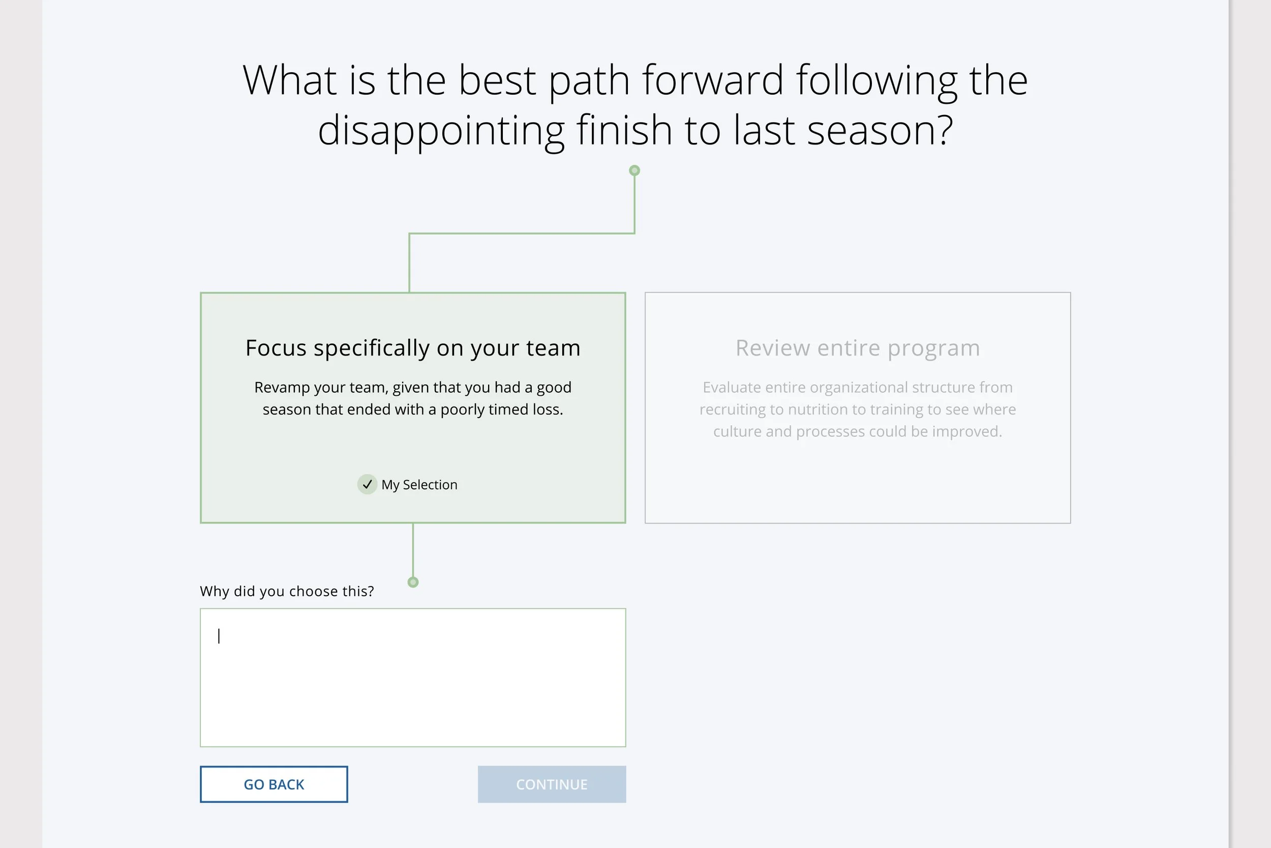 After each video segment, users are met with questions requiring feedback to better engage with the course.