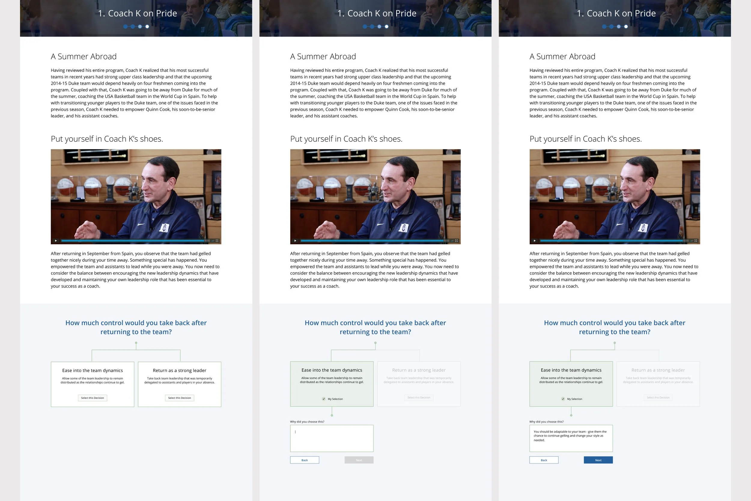 The course was less about getting each answer “right.” Instead, it was about engaging users to think critically and explain what they would do.