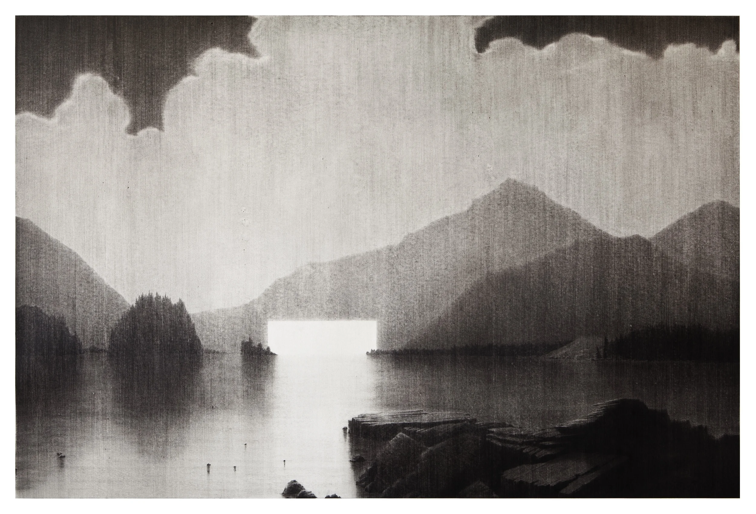 Hum . 2012. Charcoal and polymer varnish on paper. 161x238cm