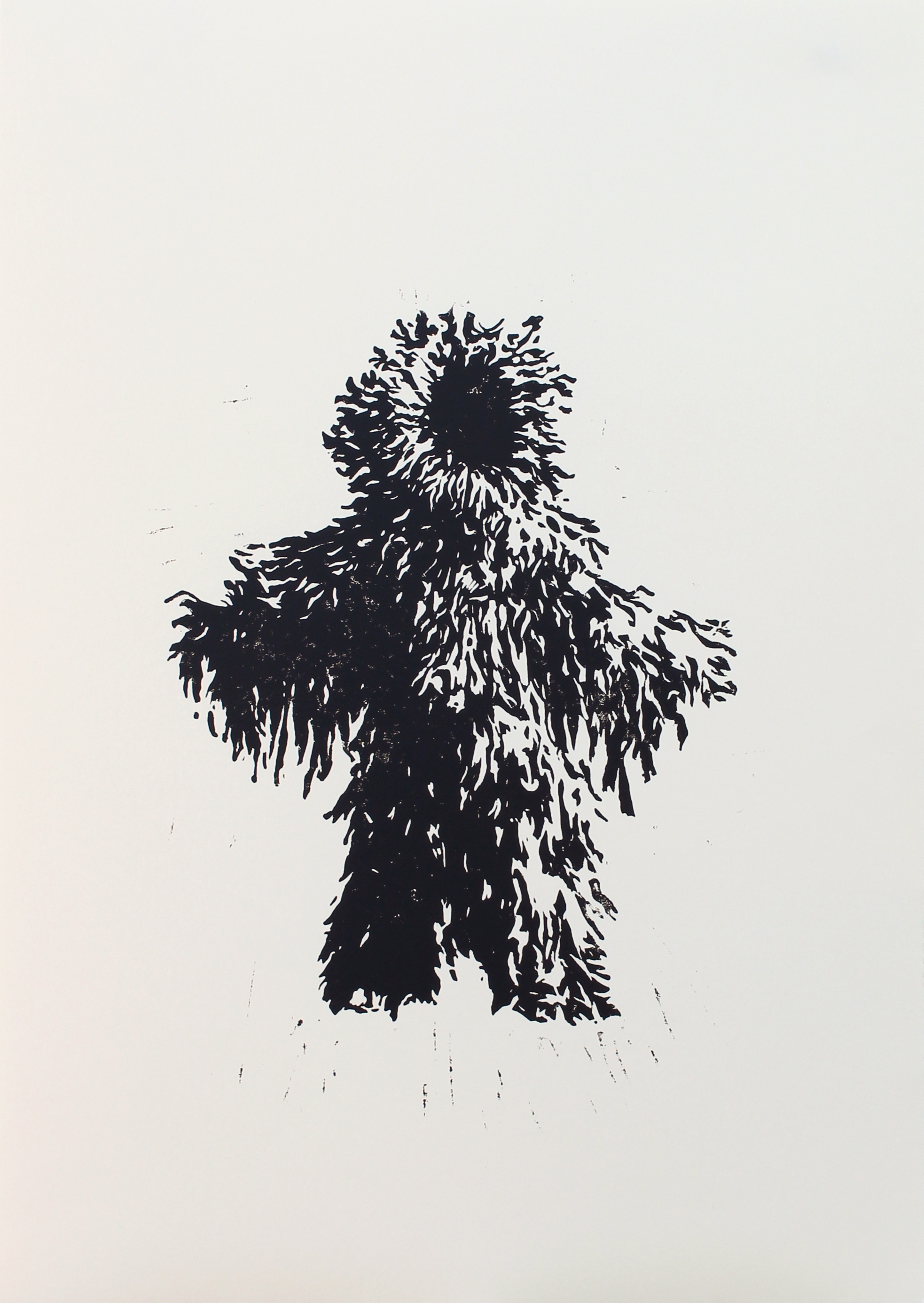 Does A One Legged Duck Swim In Circles? II . 2015. Hand printed lino cut on Zerkall off white paper. 26.5x38cm