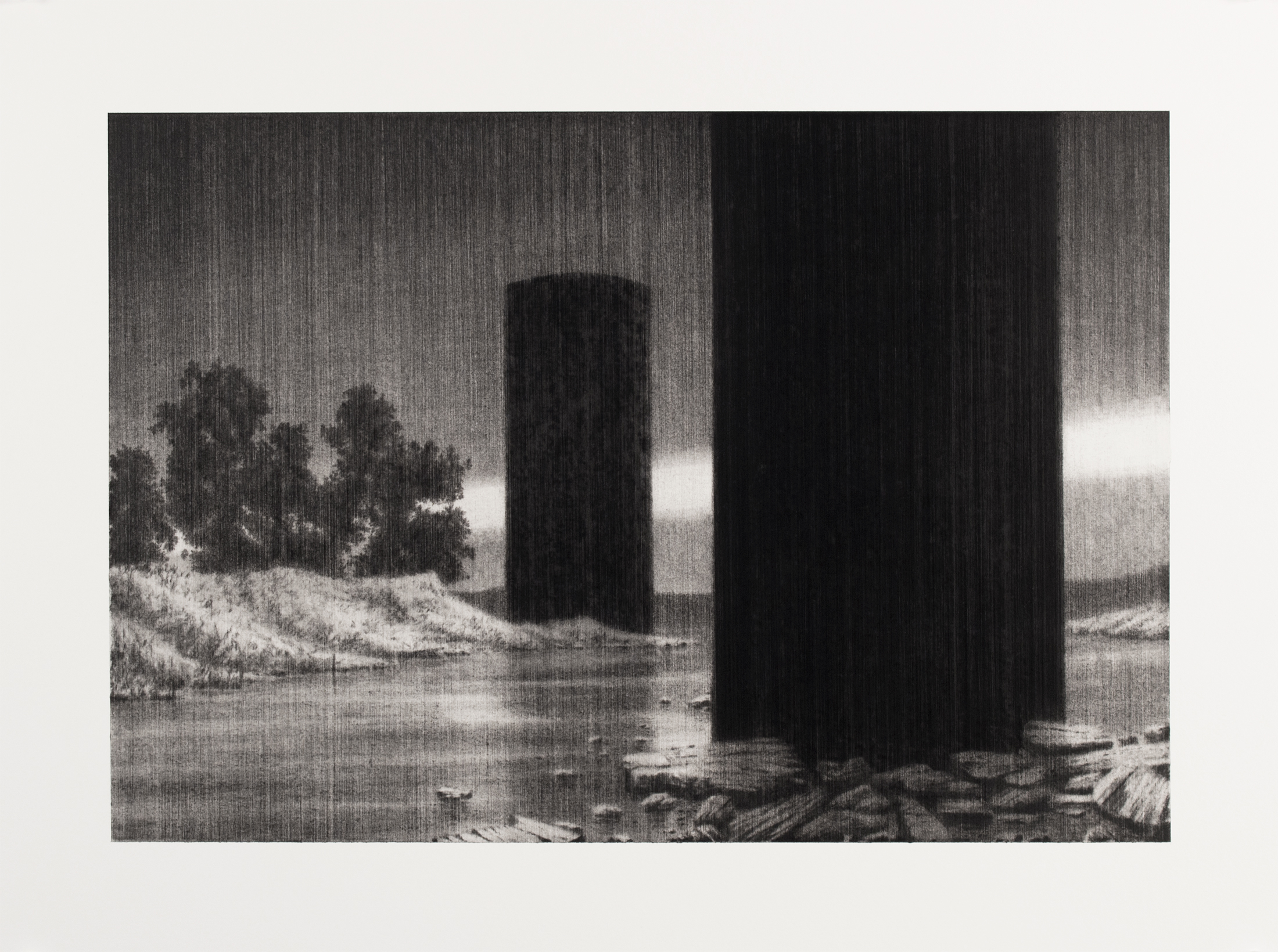 Manifest Redacted . 2017. charcoal and polymer varnish on museum board. 64x84cm (framed).