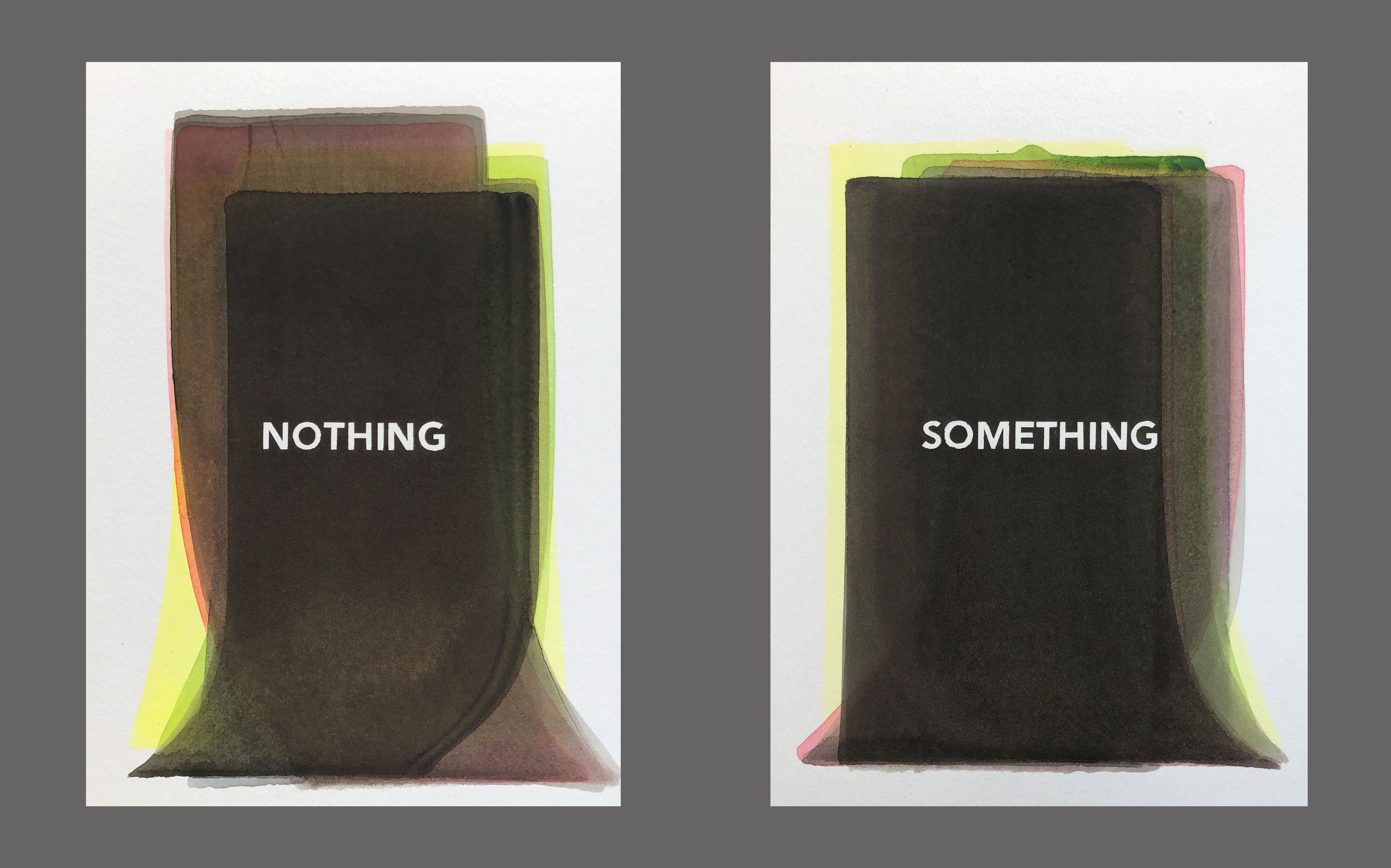   Nothing IV &amp; Something IV . 2020. watercolour on paper. Two pieces 36x26cm each. 