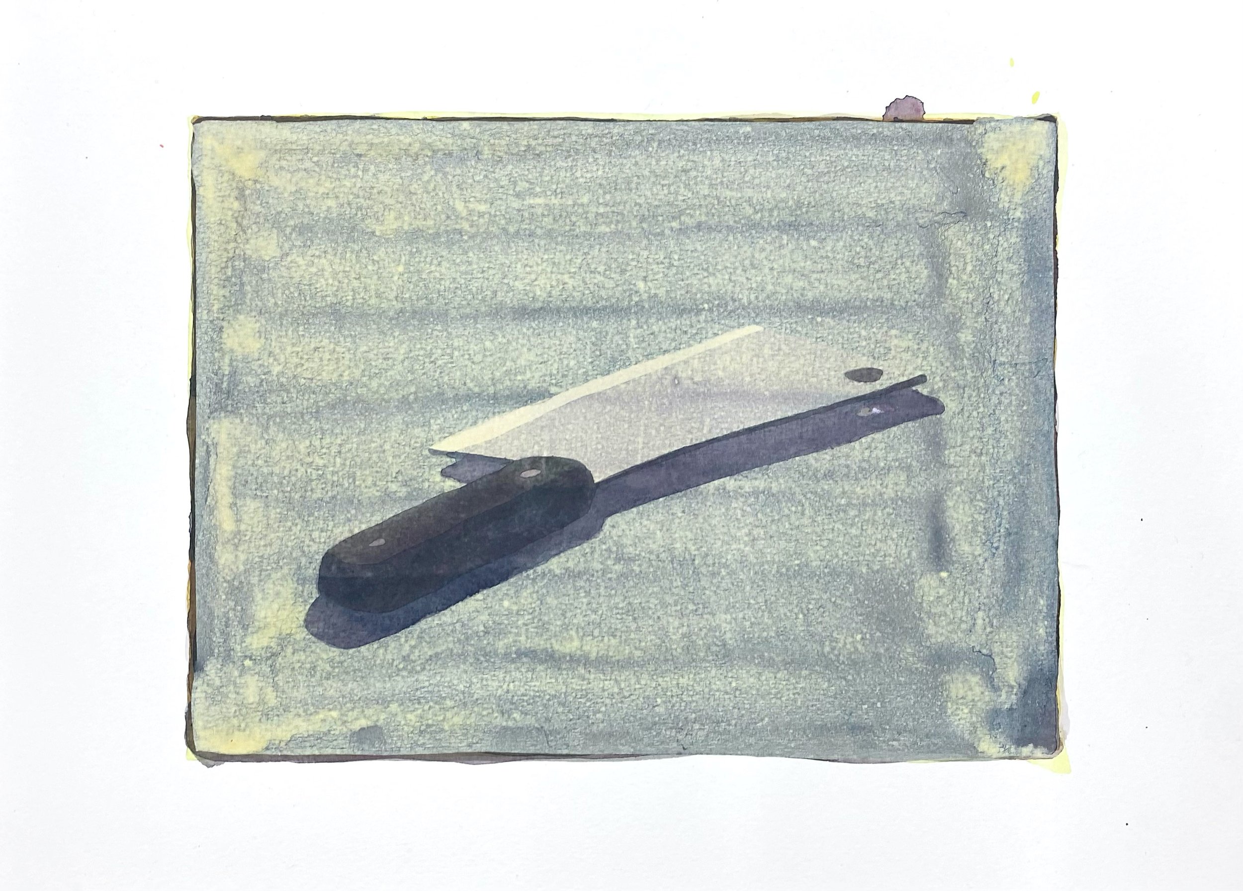   Untitled (Hatchet) . 2023. Acrylic ink on paper. 27 x 36cm. 