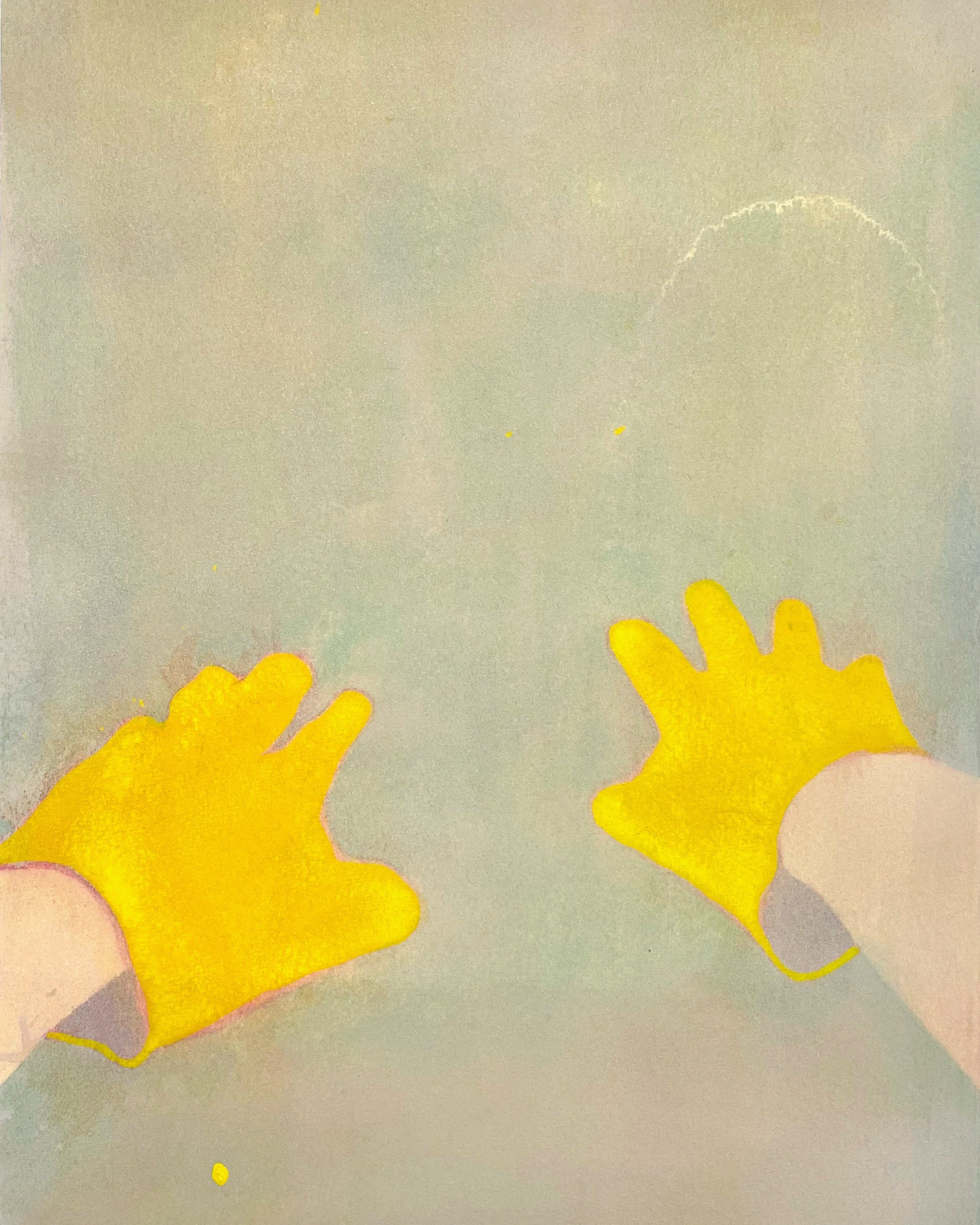   Study (Horror Hands 3) . 2022. Watercolour and absorbant acrylic ground  on paper. 36 x 27cm 