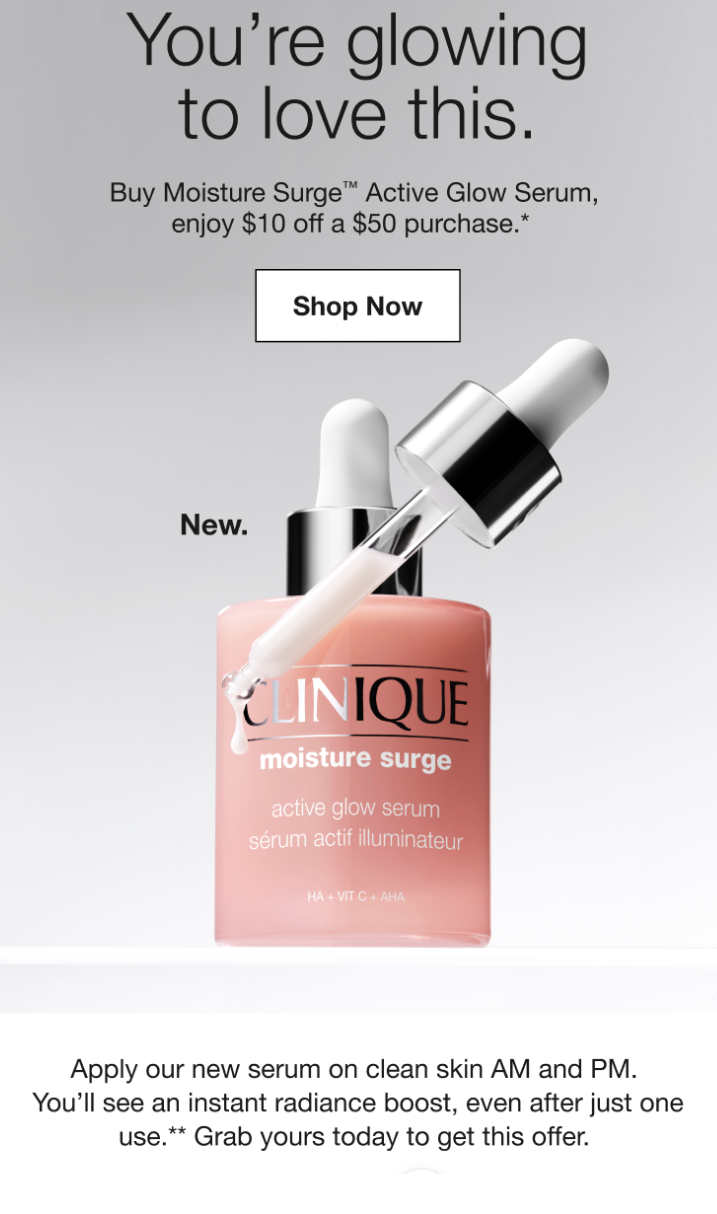  MOISTURE SURGE GLOW SERUM LAUNCH EMAIL 