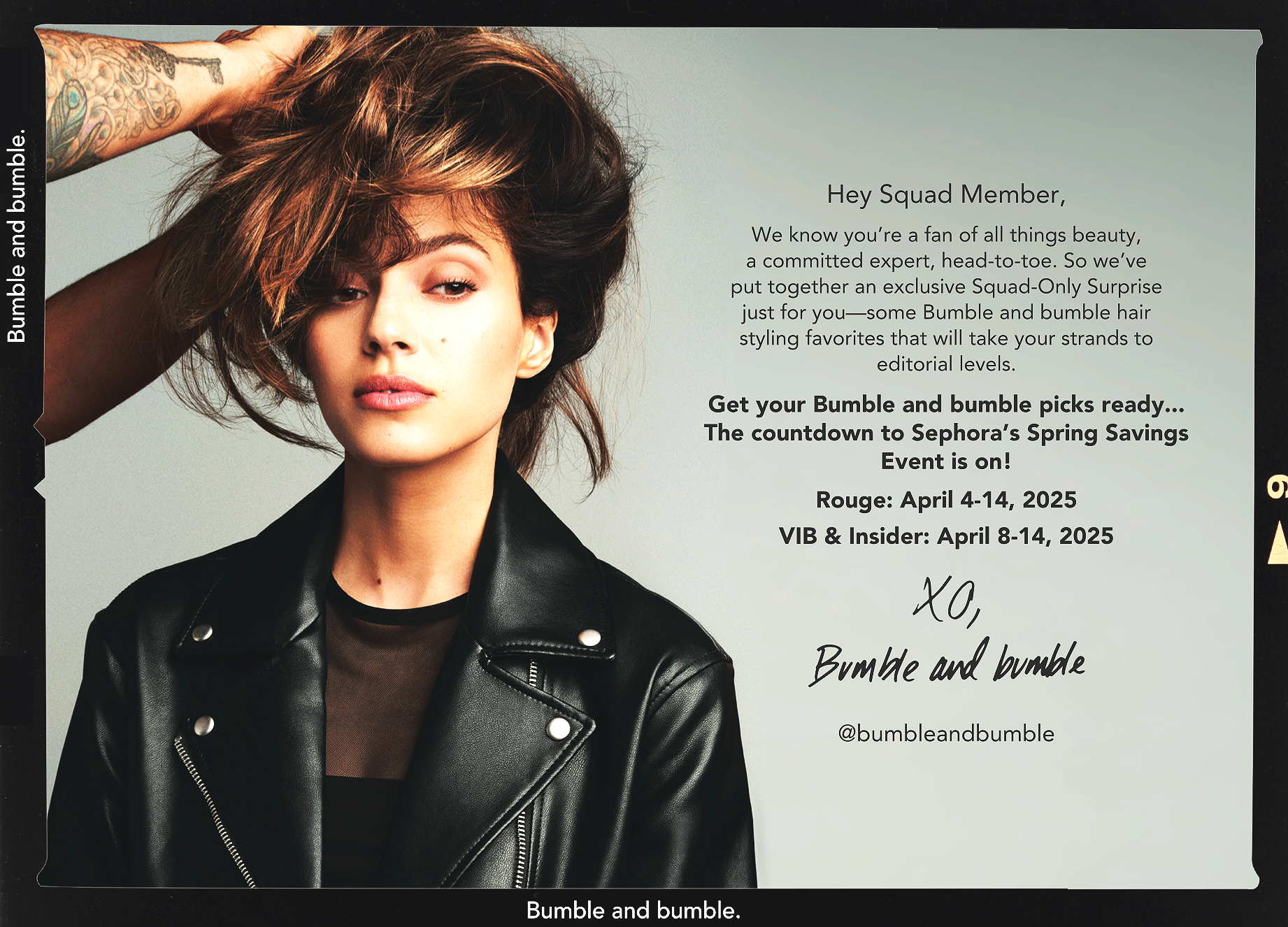  BUMBLE AND BUMBLE MAILER INSERT FRONT – INFLUENCER GREETING 