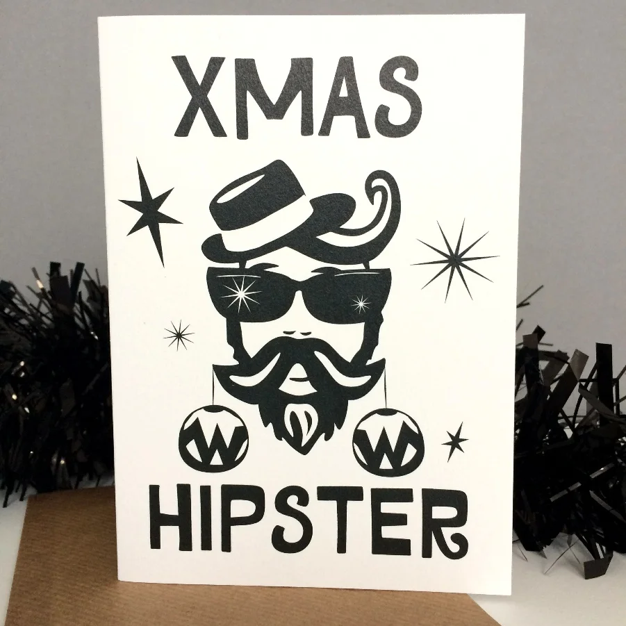 Xmas Hipster greetings card
