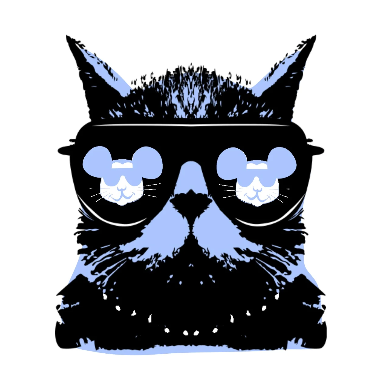 Trio of pop art cats - blue close-up - by Lou Boyce
