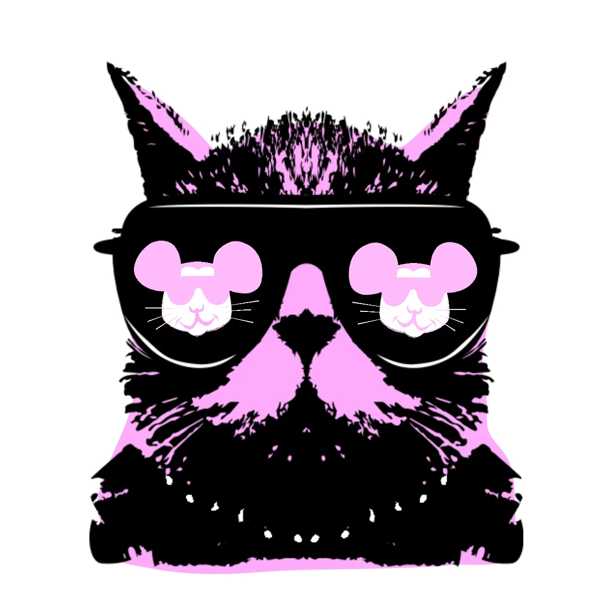 Trio of pop art cats - pink close-up - by Lou Boyce